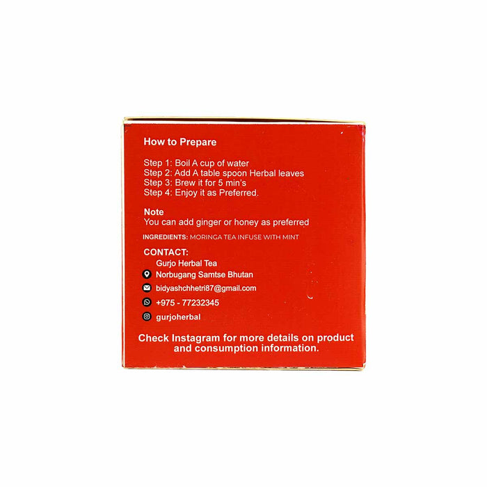 Moringa Tea infused with Turmeric,25 sachets, 37.5g, Gurjo Herbal Tea