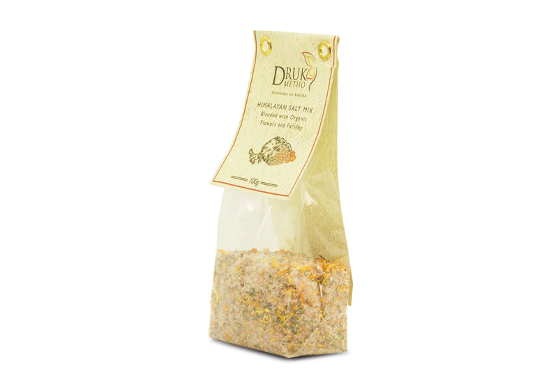 Himalayan Salt mix Blend with organic flowers and Parsley, 100g, Druk Metho