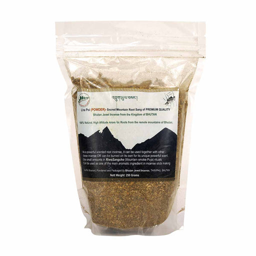 Lha Poi (powder)-Scared Mountain Root Sang of Premium Quality, Bhutan Jewel Incense from the Kingdom of Bhutan, Druksell