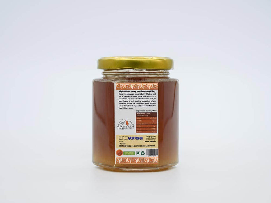 High Altitude Honey from Bhutan, Turmeric flavored(bottled) 240g, OGOP