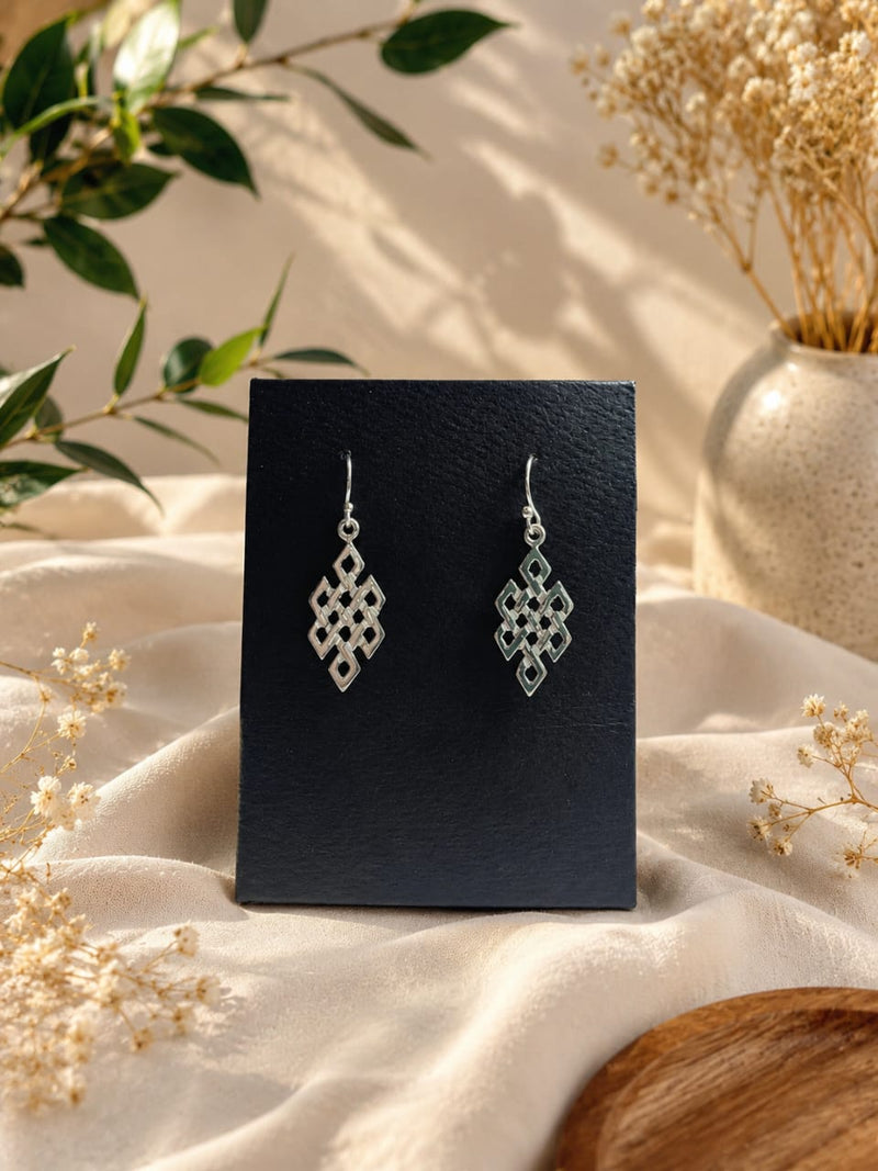 Endless Knot Silver Drop Earrings – 925 Sterling Silver
