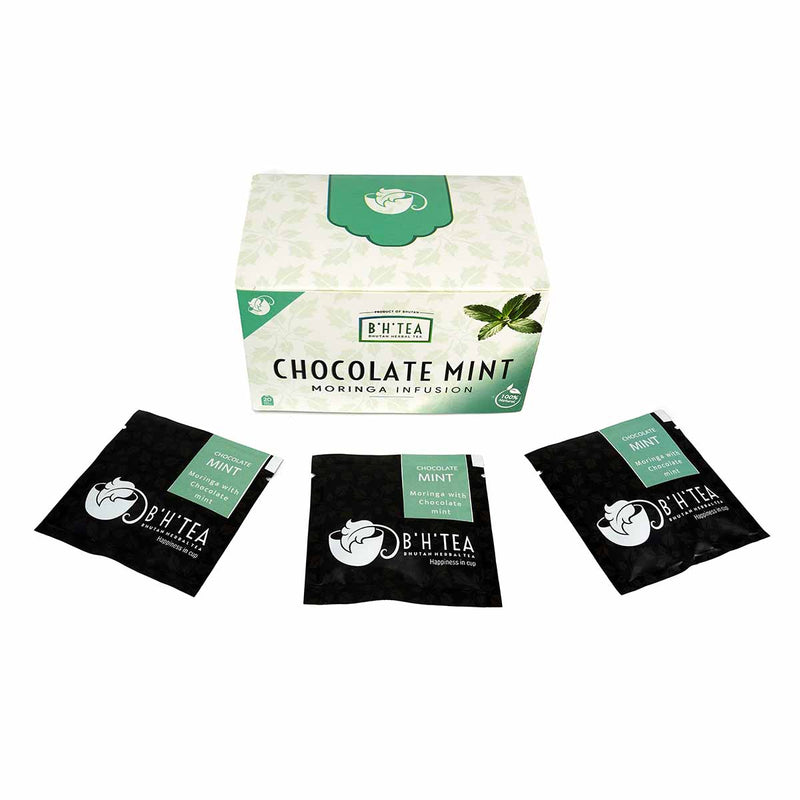 Chocolate Mint Moringa Infusion, 40g, 20 tea bags, Bhutan Herbal Tea