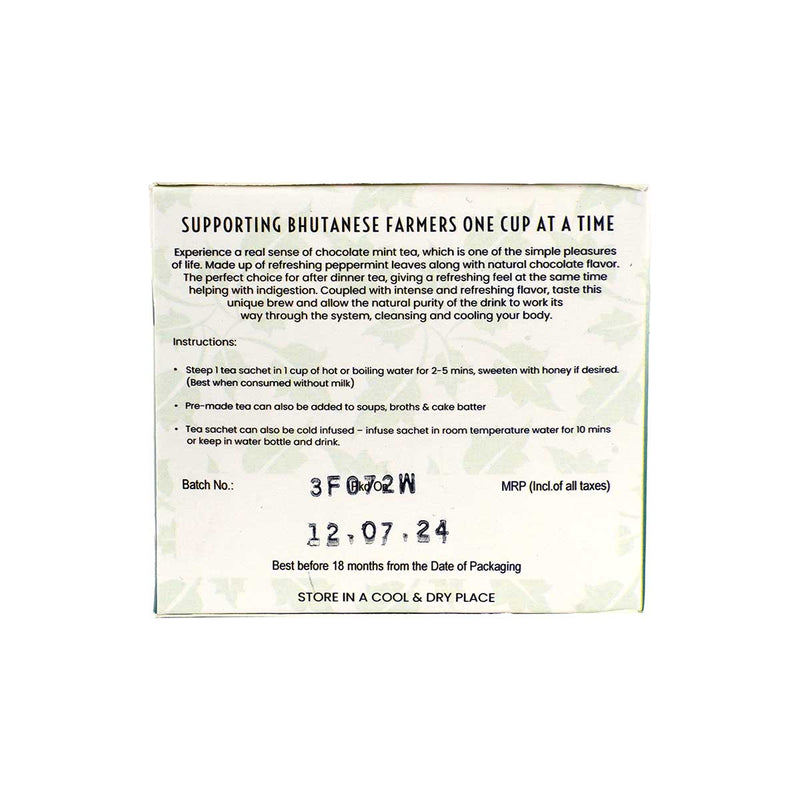 Chocolate Mint Moringa Infusion, 40g, 20 tea bags, Bhutan Herbal Tea