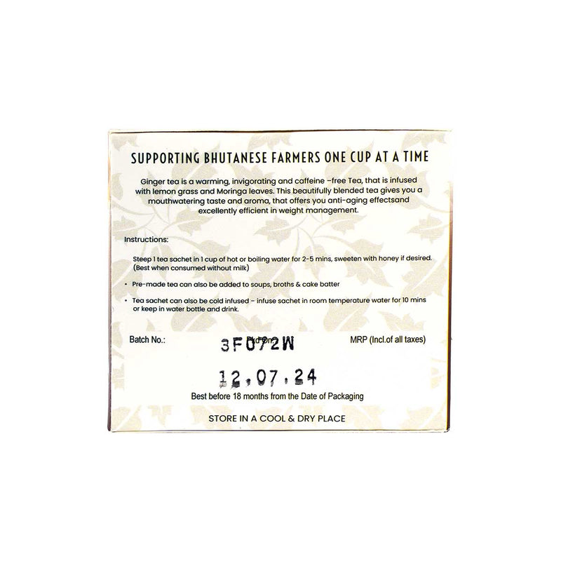 Ginger Moringa Infusion,20 tea bags, 40g,  Bhutan Herbal Tea