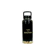 Elegant Black Insulated Tumbler with Golden Bhutanese Cloud Accents, Desuung Skilling Project
