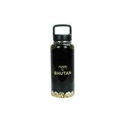 Elegant Black Insulated Tumbler with Golden Bhutanese Cloud Accents, Desuung Skilling Project