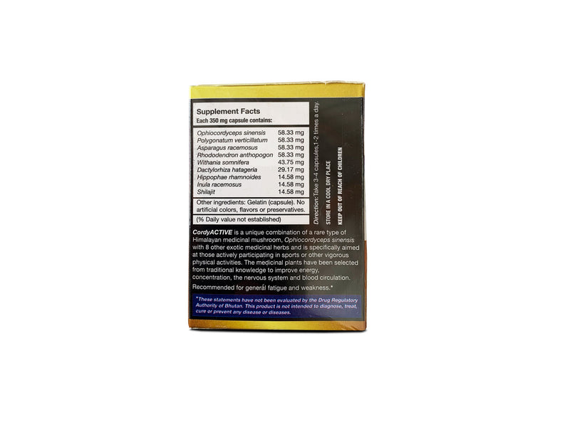 CordyActive, Pure Organic Cordyceps supplements from Bhutan, 30 capsules
