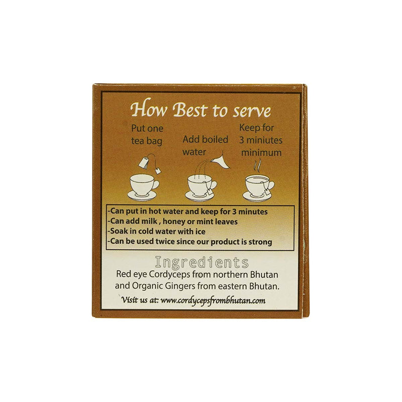 Cordyceps Ginger Tea, Cordyceps Tea from Bhutan, Energy and Immunity Booster, Cordyceps from Bhutan, druksell