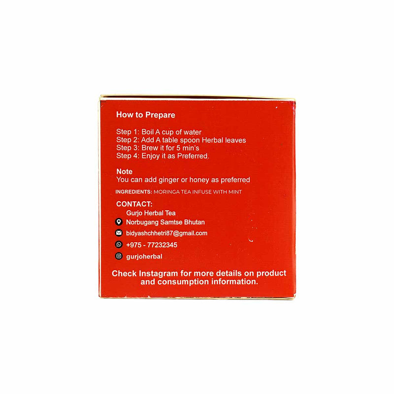 Moringa Tea infused with Turmeric,25 sachets, 37.5g, Gurjo Herbal Tea