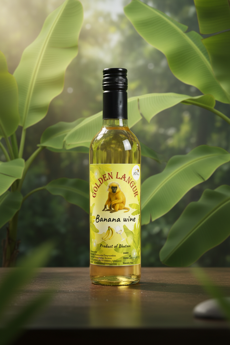 Golden Langur Banana Wine – AI generated product image