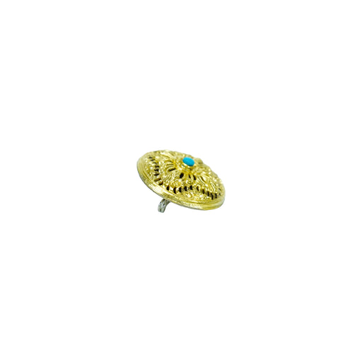 Exquisite Bhutanese Koma Brooch with Turquoise Accent, Gyencha jewelry
