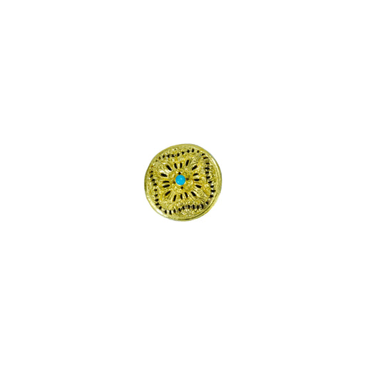 Exquisite Bhutanese Koma Brooch with Turquoise Accent, Gyencha jewelry