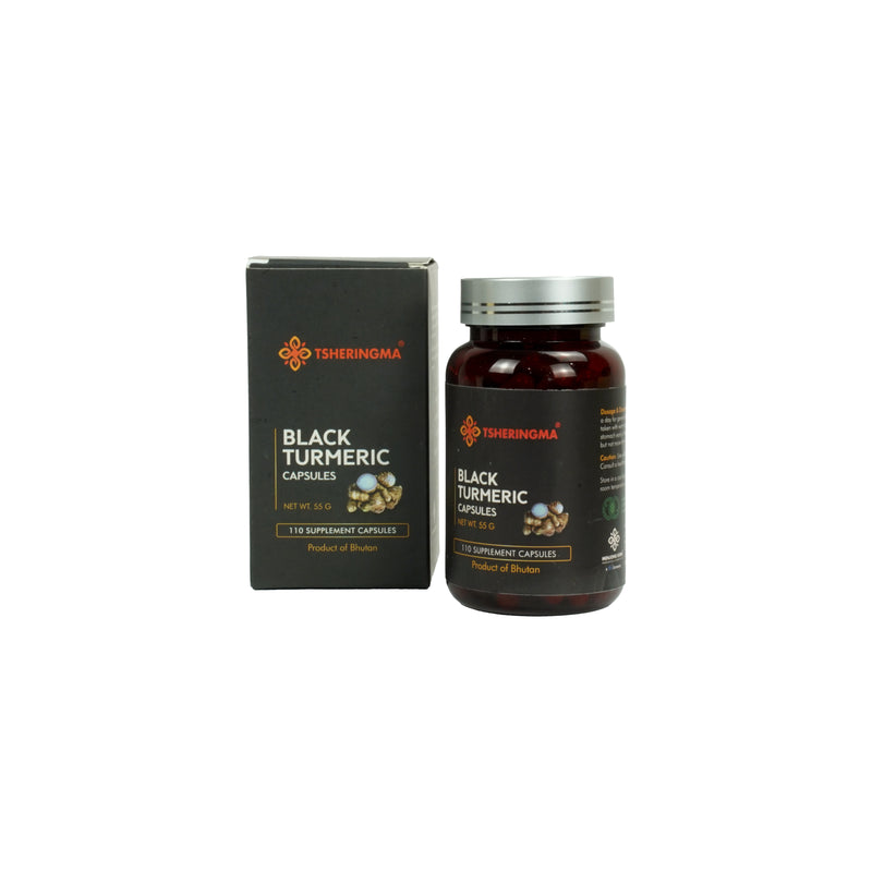 Tsheringma Black Turmeric Capsules – Pure Supplement from Bhutan (110 Capsules)