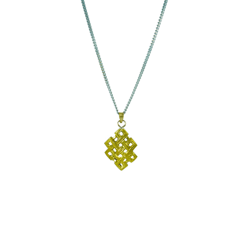 Golden Endless Knot Pendant Necklace,
