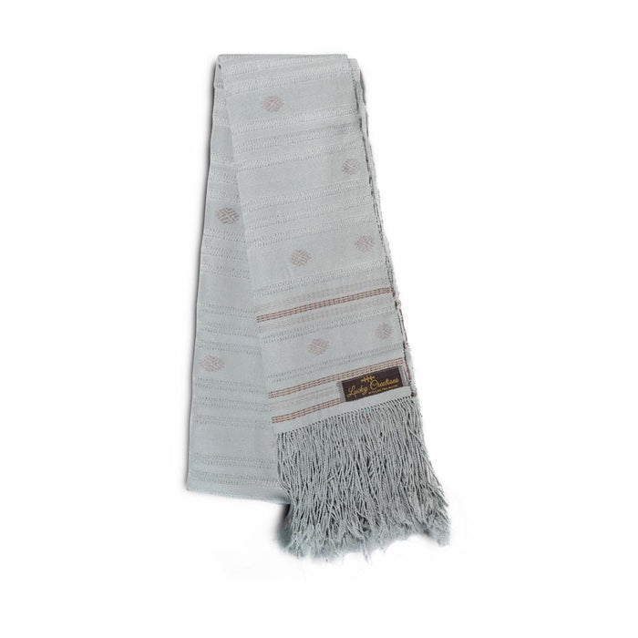 Traditional gray Scarf (Light Pale Blue Pattern), Lucky Creation