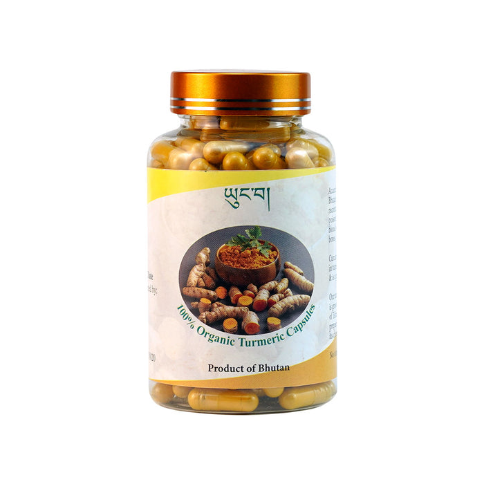 Organic Turmeric Capsules Menjong Sorig Bhutan Traditional Medicine 180/350 Capsules | Druksell.com