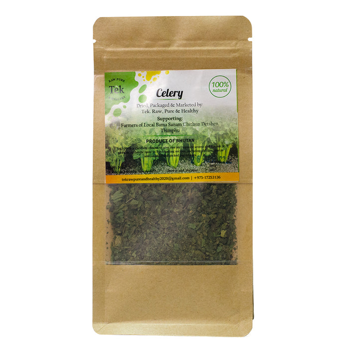 Celery Dried, Packaged and Marketed by Tek. Raw, Pure, Product of Bhutan, druksell