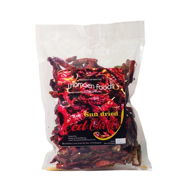 Sun Dried red chillies from Bhutan by Lhomoen Foods